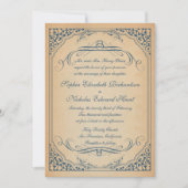 ヴィンテージのフレーム結婚をスクロール 招待状 (正面)