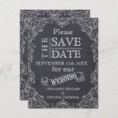 ヴィンテージのフレーム&シャルボードウェディング日付を保存 セーブザデート (正面/裏面)