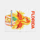 ヴィンテージのフロリダ旅行ポスターフラミンゴのデザイン フリースブランケット (正面(横))