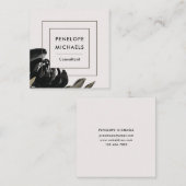 ヴィンテージのフローラをグレー淡い色のの背景に表示 スクエア名刺 (正面/裏面)