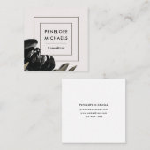 ヴィンテージのフローラをグレー淡い色のの背景に表示 スクエア名刺 (正面/裏面)