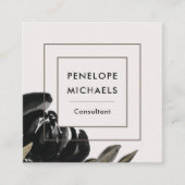 ヴィンテージのフローラをグレー淡い色のの背景に表示 スクエア名刺 (正面)