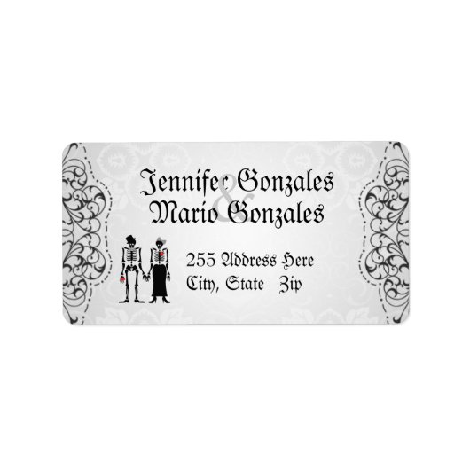 ヴィンテージのフローライズとスケルトンの住所 シール (正面)