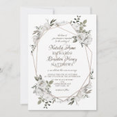 ヴィンテージのフローラバラ金ゴールド幾何結婚の 招待状 (正面)