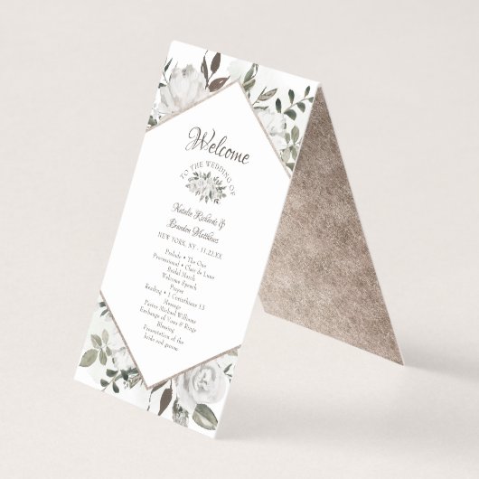 ヴィンテージのフローラ結婚式プログラム (正面)