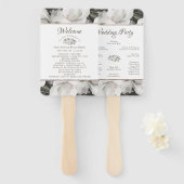 ヴィンテージのフローラ結婚式プログラム ハンドファン (正面&裏面)