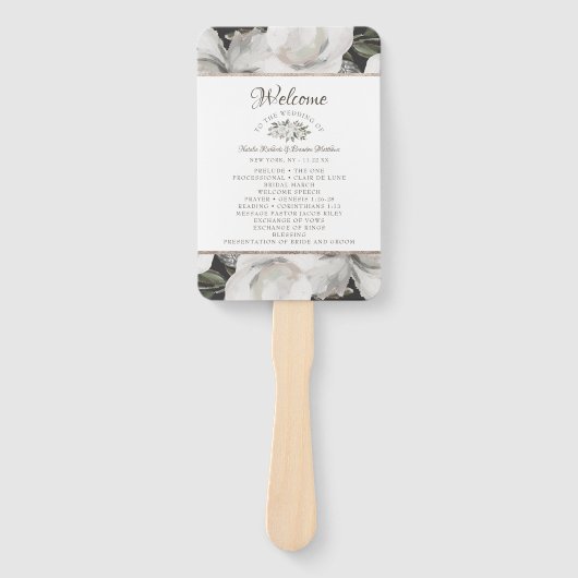 ヴィンテージのフローラ結婚式プログラム ハンドファン (正面)