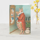 ヴィンテージのブタのシャムロックのセントパトリックの日カード カード (黄色い花)