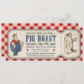 ヴィンテージのブタのローストのチケットの招待状 招待状 (正面/裏面)