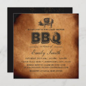 ヴィンテージのブタのローストのベビーシャワーBBQのパーティー 招待状 (正面/裏面)