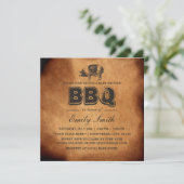 ヴィンテージのブタのローストのベビーシャワーBBQのパーティー 招待状 (スタンド正面)