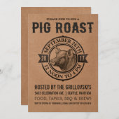 ヴィンテージのブタのローストの招待状|のブッチャーペーパー 招待状 (正面/裏面)
