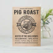 ヴィンテージのブタのローストの招待状 招待状 (スタンド正面)