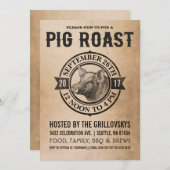 ヴィンテージのブタのローストの招待状 招待状 (正面/裏面)