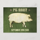 ヴィンテージのブタのローストの郵便はがきの招待状II (緑) インビテーションポストカード (正面)