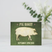 ヴィンテージのブタのローストの郵便はがきの招待状II (緑) インビテーションポストカード (スタンド正面)