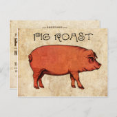 ヴィンテージのブタのローストの郵便はがきの招待状VI インビテーションポストカード (正面/裏面)
