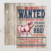 ヴィンテージのブタのロースト家族BBQの招待状 招待状 (正面/裏面)