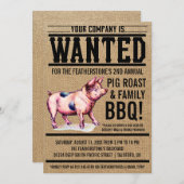 ヴィンテージのブタのロースト家族BBQの招待状 招待状 (正面/裏面)