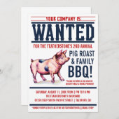 ヴィンテージのブタのロースト家族BBQの招待状 招待状 (正面/裏面)