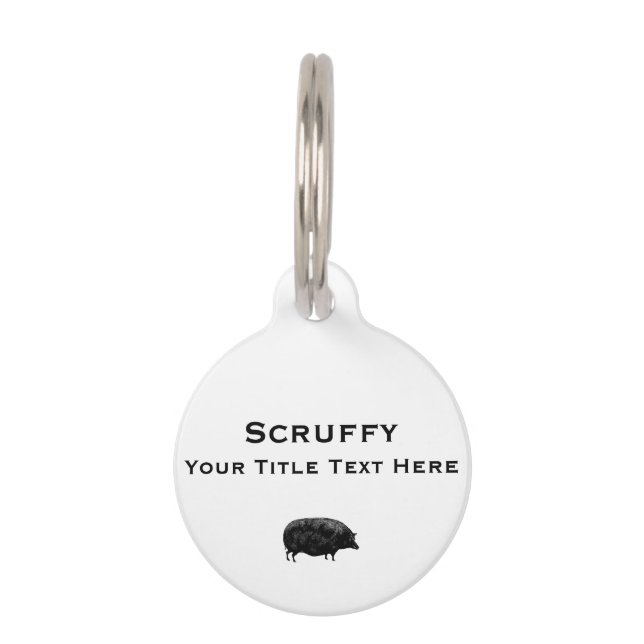 ヴィンテージのブタの旧式なプリント ペット　ネームタグ (裏面)