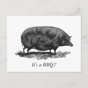 ヴィンテージのブタBBQの招待カード インビテーションポストカード