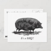 ヴィンテージのブタBBQの招待カード インビテーションポストカード (正面/裏面)