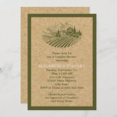 ヴィンテージのブドウ園とコルク結婚のカップルのシャワー 招待状