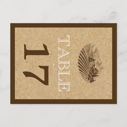 ヴィンテージのブドウ結婚園とコルクのテーブル番号 ポストカード (正面)