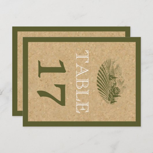 ヴィンテージのブドウ結婚園とコルクのテーブル番号 ポストカード (正面/裏面)