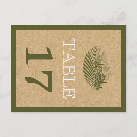 ヴィンテージのブドウ結婚園とコルクのテーブル番号 ポストカード (正面)