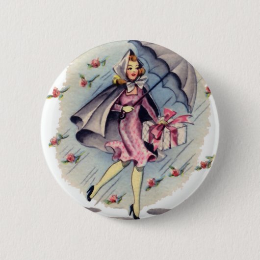 ヴィンテージのブライダルシャワーのゲスト 缶バッジ (正面)