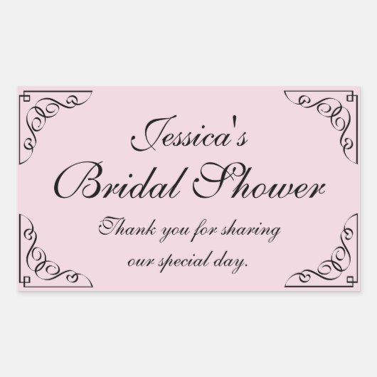 ヴィンテージのブライダルシャワーのパーティの記念品のステッカー 長方形シール (正面)