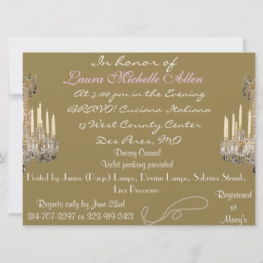 ヴィンテージのブライダルシャワーの招待状ののどの壁紙 招待状 (裏面)