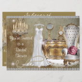 ヴィンテージのブライダルシャワーの招待状ののどの壁紙 招待状 (正面/裏面)