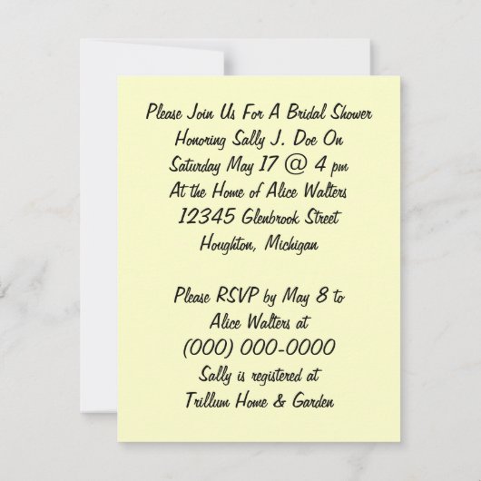 ヴィンテージのブライダルシャワーの発表の招待状 招待状 (裏面)