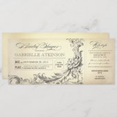 ヴィンテージのブライダルシャワーは招待状に札をつけます 招待状 (正面/裏面)