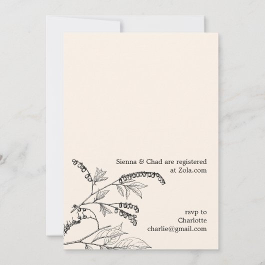 ヴィンテージのブライダルシャワー招待 |白アンティーク 招待状 (裏面)