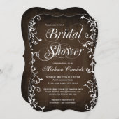 ヴィンテージのブラウンのエレガントなつる植物のブライダルシャワーの招待 招待状 (正面/裏面)