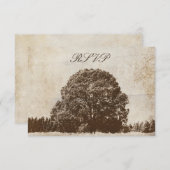 ヴィンテージのブラウンのオークの木の結婚式の応答カード 出欠カード (正面/裏面)