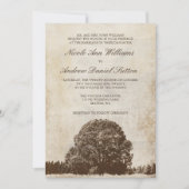 ヴィンテージのブラウンのオークの木の結婚式招待状 招待状 (正面)