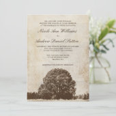 ヴィンテージのブラウンのオークの木の結婚式招待状 招待状 (スタンド正面)