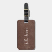 ヴィンテージのブラウンのフェイクな革 ラゲッジタグ (正面縦)