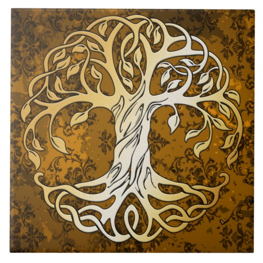 ヴィンテージのブラウンの中世魔力の儀式の提供 タイル (正面)