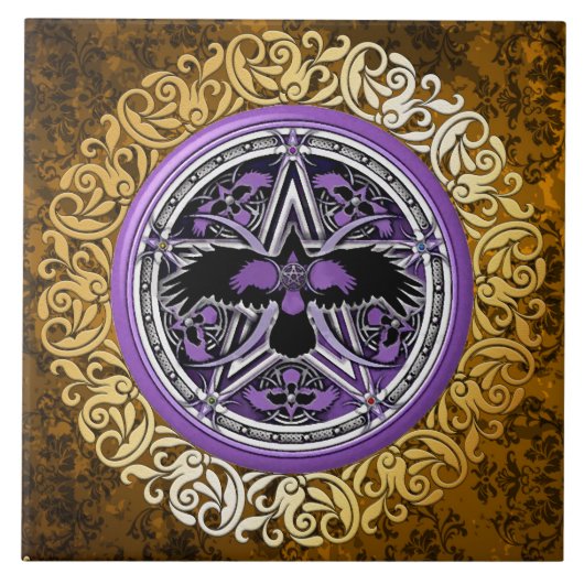 ヴィンテージのブラウンの中世魔力の儀式の提供 タイル (正面)