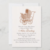 ヴィンテージのブラウンの乳母車のベビーシャワー 招待状