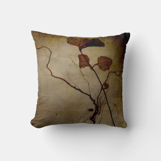 ヴィンテージのブラウンの葉の根の装飾用クッション クッション (正面)
