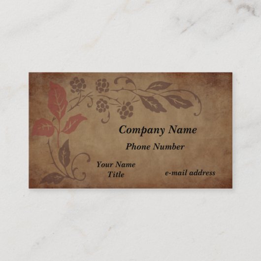 ヴィンテージのブラックベリーのグラフィックによって老化させる紙 名刺 (正面)