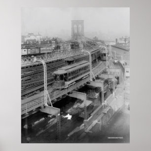 ヴィンテージのブルックリン橋鉄道のPhotograph (1910年) ポスター