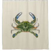 ヴィンテージのブルーカニ シャワーカーテン (正面)